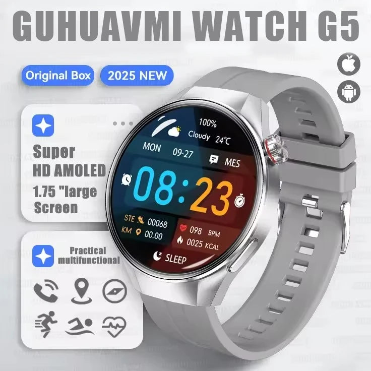 2025 New Originl Watch G5 PlUS Smart Watch 1.75" HD AMOLED Screen GPS track Heart Rate Bluetooth Call Compass Smartwatch for Men
