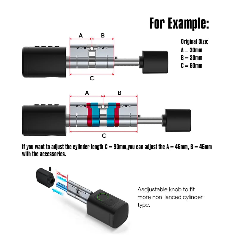 Euro TTLock APP Fingerprint or Code Password Digital RFID Card Cylinder Smart Door Lock Electronic with Alexa Google Home