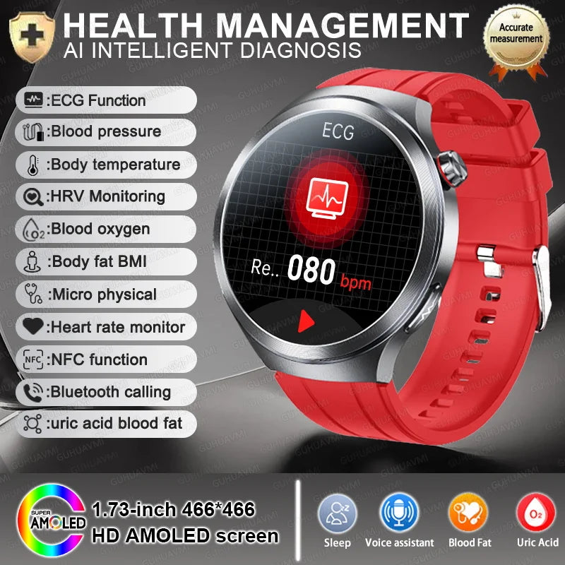 2025 New For XIAOMI Health Trackr Uric Acid Blood lipids Smart Watch Blood Pressure ECG+PPG Clock Body Analysis Smartwatchs Men