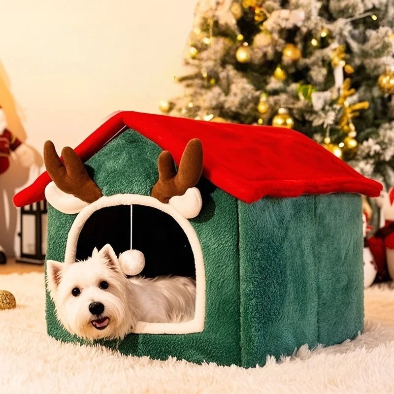 Winter/Autumn Keep Warm Thick Closed Cat House Cold-Proof Dog Nest Foldable Washable Comfortable Warm Pet Bed Supplies for Winte