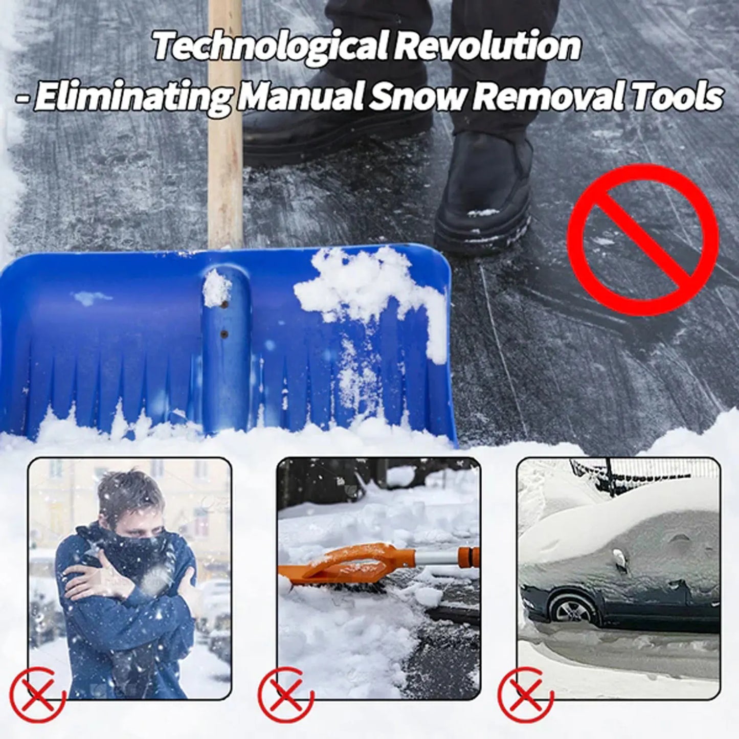 Portable Heated Snow Brush for Car 3-in-1 Windshield Defroster Deicer and Ice Scraper Fast Melting Quick Melt Snow for Winter