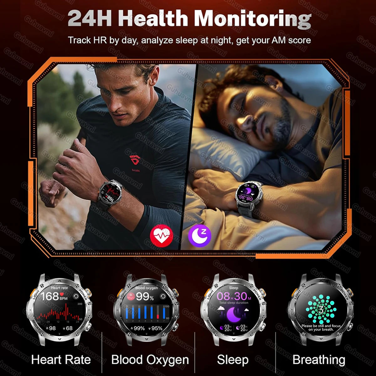 2025 New Military T-Rex 3 Ultra 1000mAh Battery Smart Watch 5ATM Waterproof Flashlight Heart Rate Sports tracker Smartwatch Men