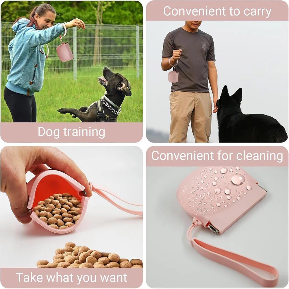 Silicone Dog Treat Bag Mini Portable Pet Snack Pouch with Auto Close Feature Dog Treat Pouch Pocket for Travel or Outdoor Use