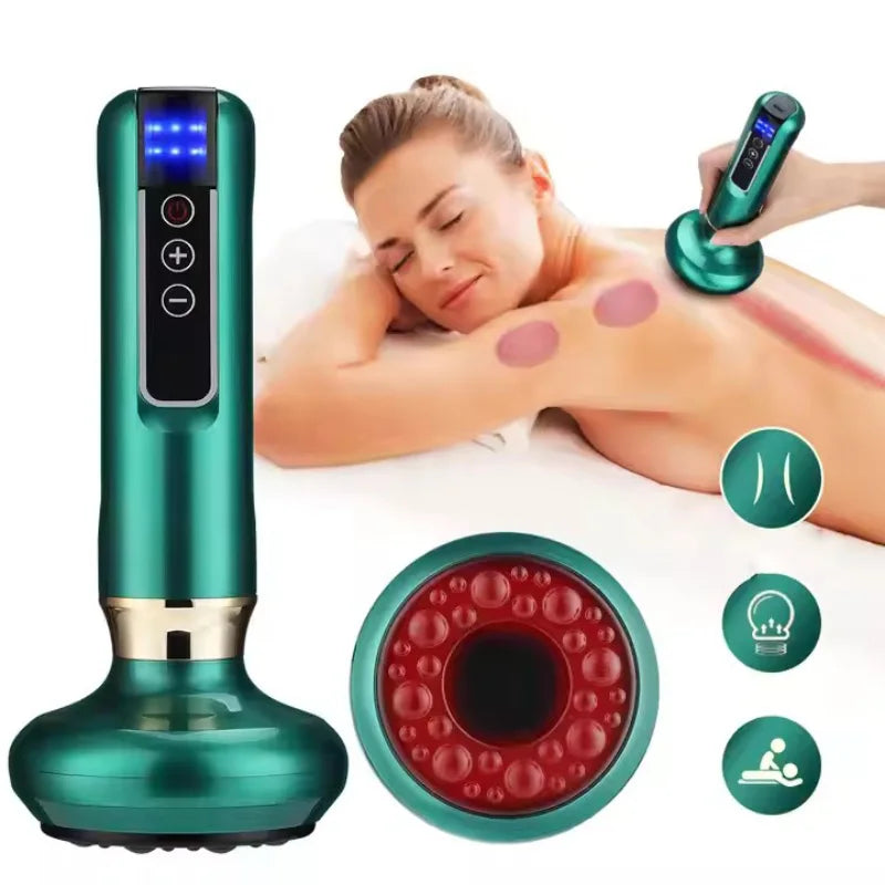 Tricolor Electric Massager GuaSha Anti Cellulite Vacuum Suction Cup Beauty Health Scraping Infrared Heat Slimming Massage Thera