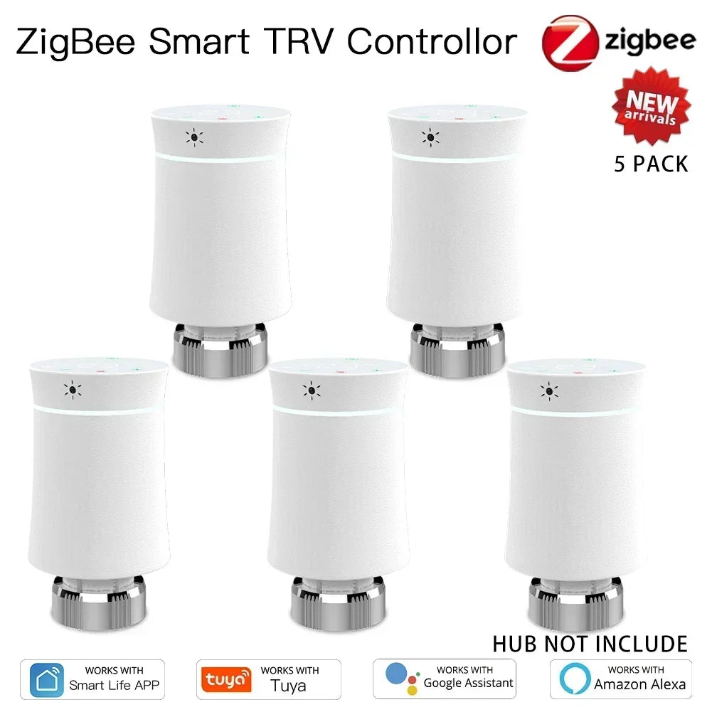 MOES TRV ZigBee 3.0 Tuya New Radiator Actuator Valve Smart Programmable Thermostat Temperature Heater Alexa Voice Control
