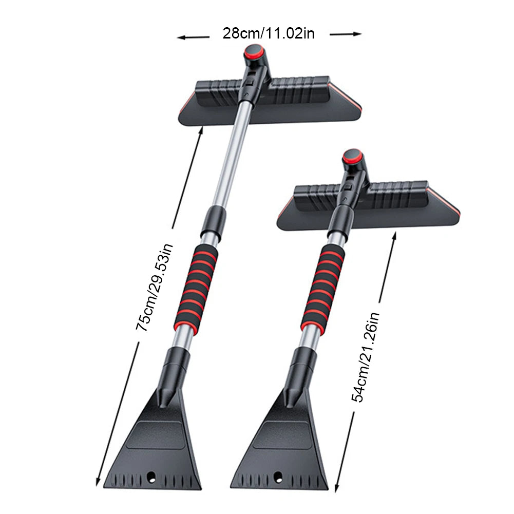 2-in-1 Portable Windshield Snow Remover Silicone Telescopic Ice Scraper with Ergonomic Handle Winter Car Cleaning Accessory