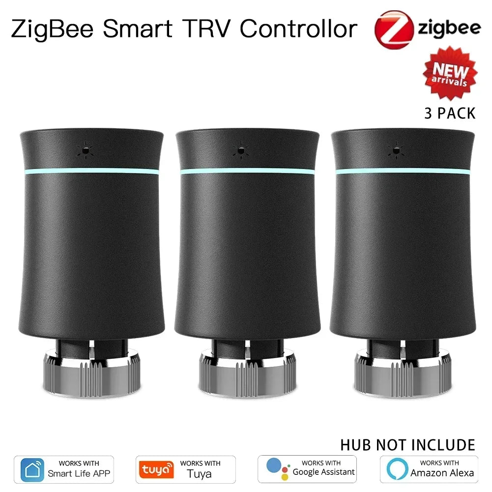 MOES TRV ZigBee 3.0 Tuya New Radiator Actuator Valve Smart Programmable Thermostat Temperature Heater Alexa Voice Control