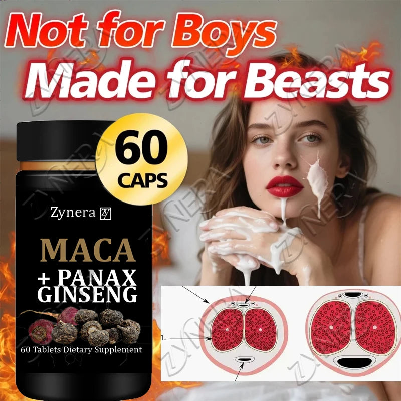 Organic Maca Root Power Tablets for Men Ginseng Pills Supplement for Health Energy