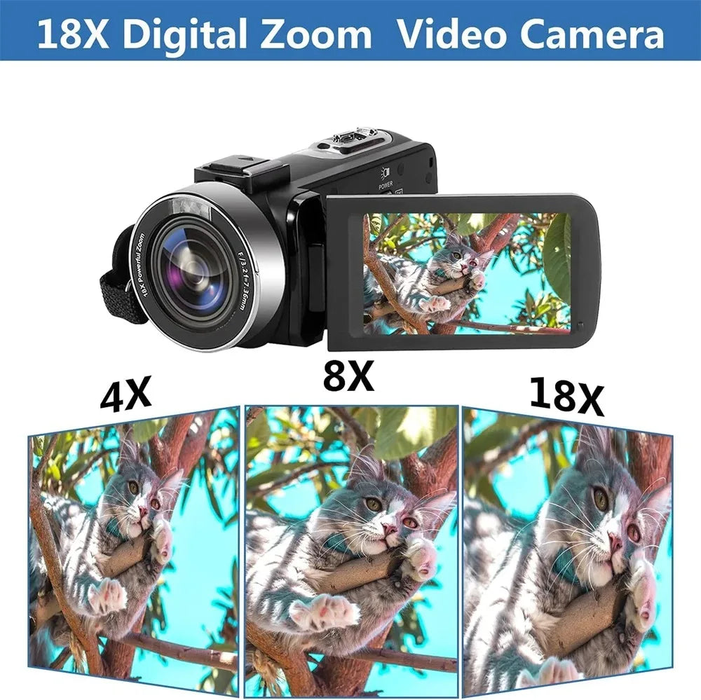 4k Camara Video Profesional for Youtube Likee Ins and Vlog Streaming with 16x Digital Zoom Wifi Infrared Night Vision Camcorder