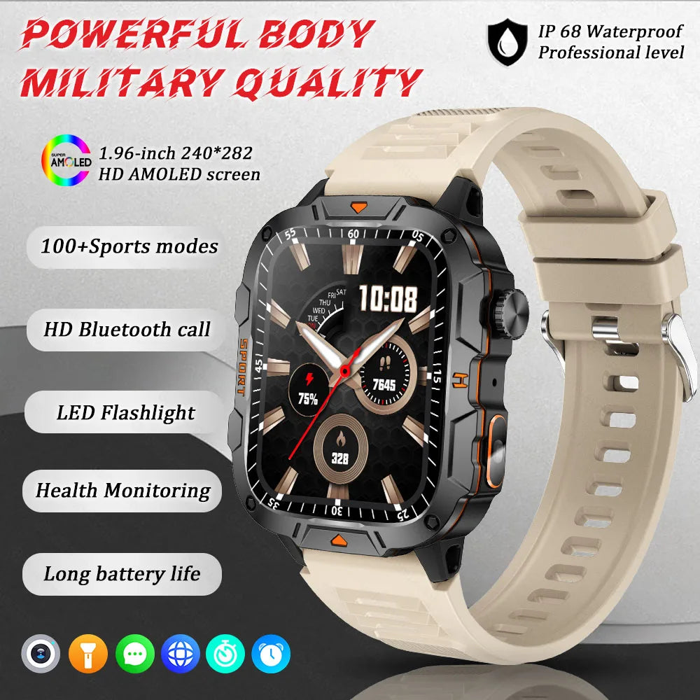 2025 New For Xiaomi Military Grade Smart Watch Men 1.96" AMOLED Screen 5ATM Waterproof Sports Fitness Tracker BT Call Smartwatch