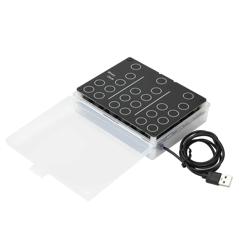 DC 5V Binary Clock Electronic Clock Kit Creative Electronics Soldering DIY Components USB Interface Suitable for DIY Enthusiasts
