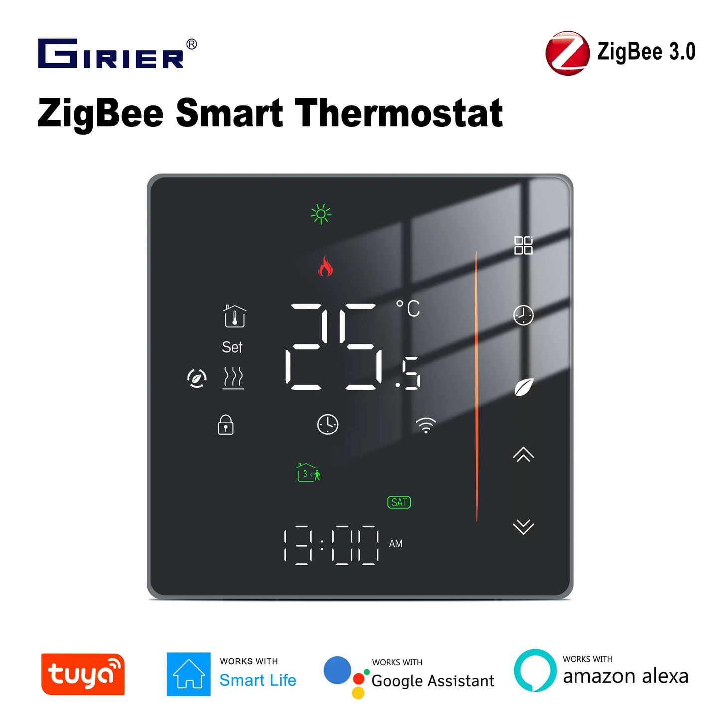 GIRIER Tuya Smart ZigBee Thermostat for Water/Gas Boiler Electric Floor Heating Temperature Controller Supports Alexa Hey Google