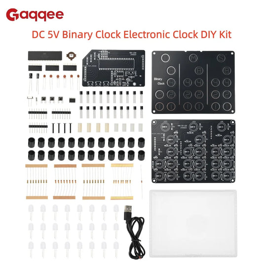 DC 5V Binary Clock Electronic Clock Kit Creative Electronics Soldering DIY Components USB Interface Suitable for DIY Enthusiasts