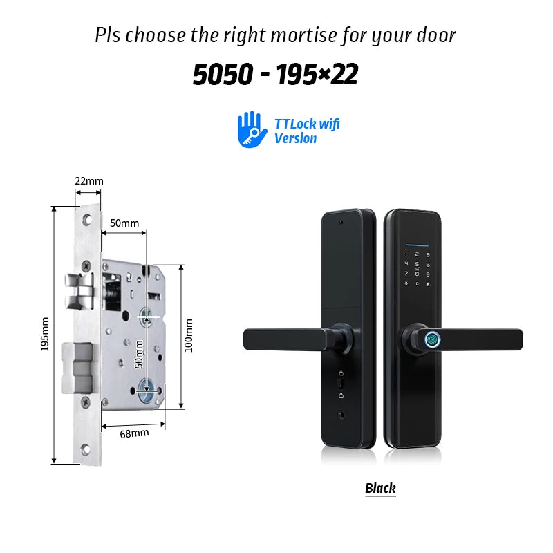 YRHAND New Ttlock Wifi Electronic Smart Door Lock With Biometric Fingerprint Work with Google home Aleax  For home or Hotel
