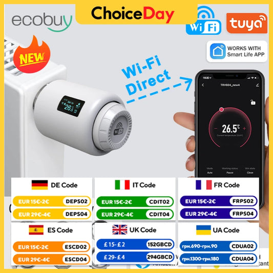 Tuya Smart Thermostatic Radiator Valve Wifi TRV Radiator Head Valve Thermostat Wifi Temperature Controller Alexa Google Home