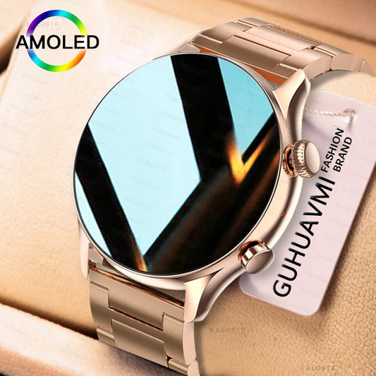 2025 New Smartwatch Women AMOLED HD Screen Always On Display Bluetooth Call IP68 Waterproof GPS Smart Men Watch For Android ios