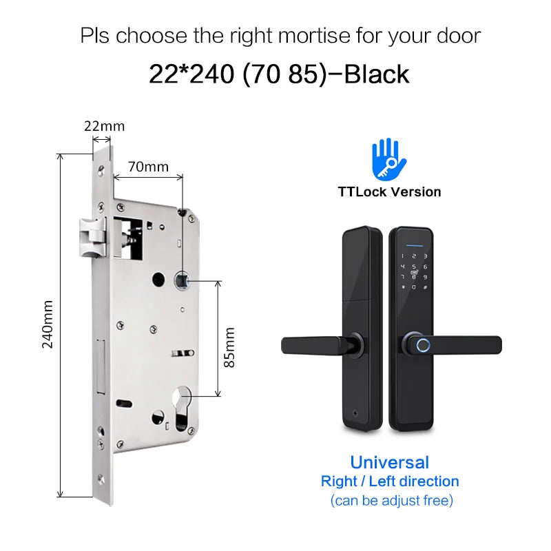 YRHAND New Ttlock Wifi Electronic Smart Door Lock With Biometric Fingerprint Work with Google home Aleax  For home or Hotel
