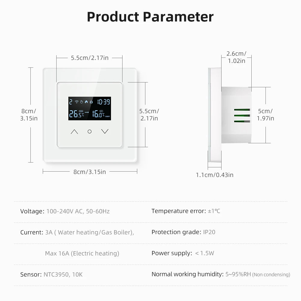 MIUCDA Tuya WiFi Smart Thermostat Electric Floor Heating Water Gas Boiler Temperature Control Works With Alexa Google Home