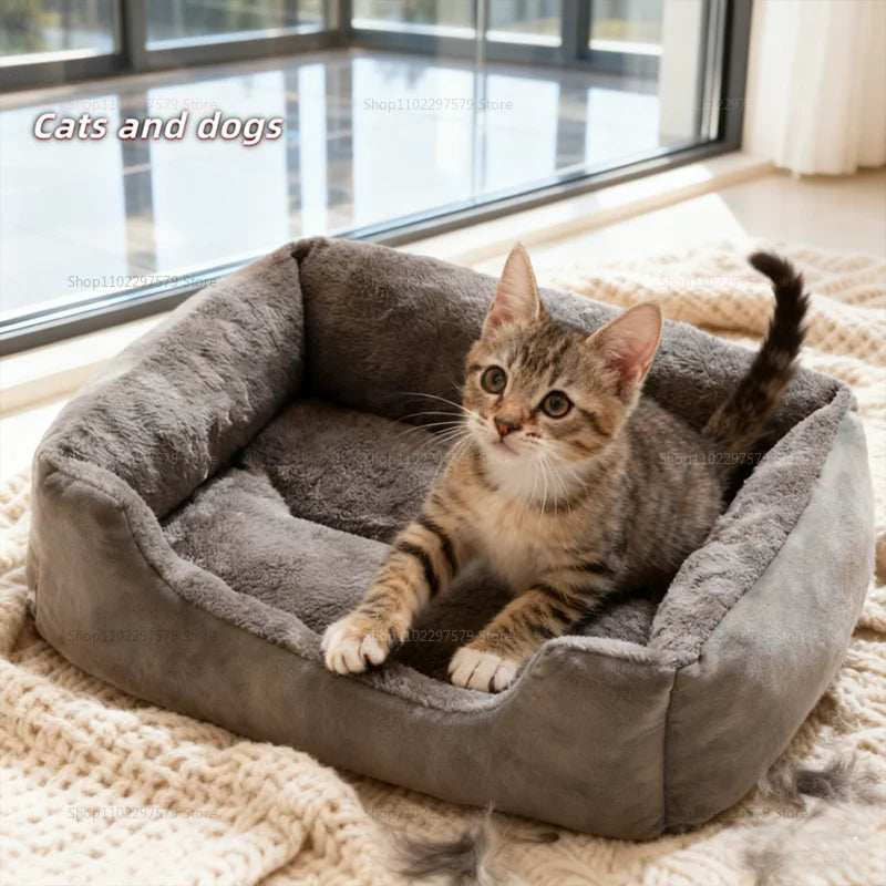 Winter Warm Cat Nest and Dog Bed Deep Sleep Pet Kennel Universal Four Seasons Soft Sleeping Mat for Small Dogs and Cats