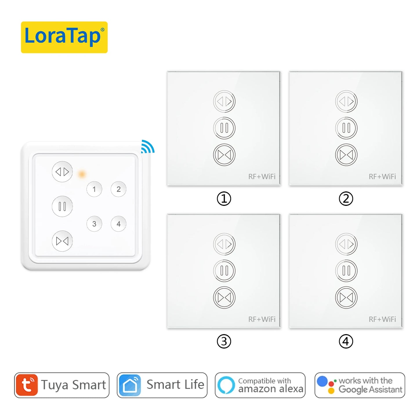 Tuya Smart Life Curtain Switch Rolling Blinds Engine Roller Shutter RF & WiFi Connected Google Home Alexa Echo Motor LoraTap