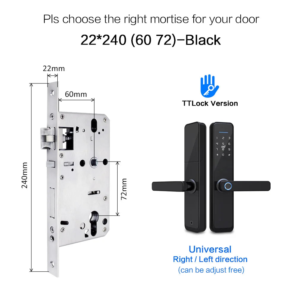 YRHAND New Ttlock Wifi Electronic Smart Door Lock With Biometric Fingerprint Work with Google home Aleax  For home or Hotel