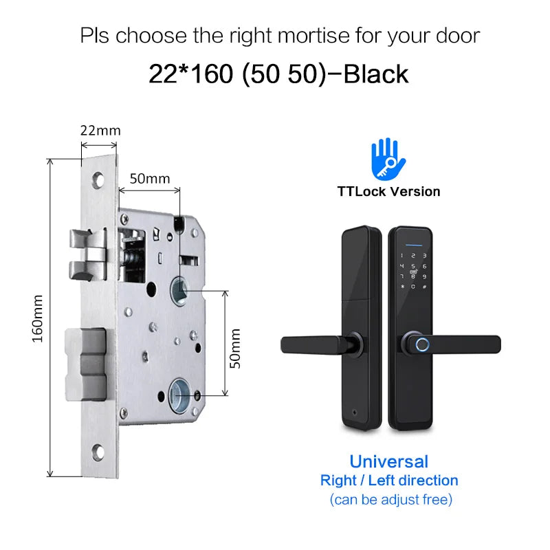 YRHAND New Ttlock Wifi Electronic Smart Door Lock With Biometric Fingerprint Work with Google home Aleax  For home or Hotel