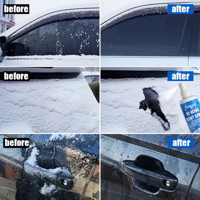 Winter Car Ice Remover Spray: Instant De-Icing for Windshield/Locks/Tires, Fast-Acting, Safe No Residue