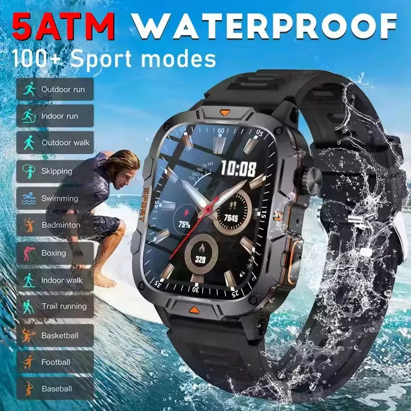 2025 New For Xiaomi Military Grade Smart Watch Men 1.96" AMOLED Screen 5ATM Waterproof Sports Fitness Tracker BT Call Smartwatch
