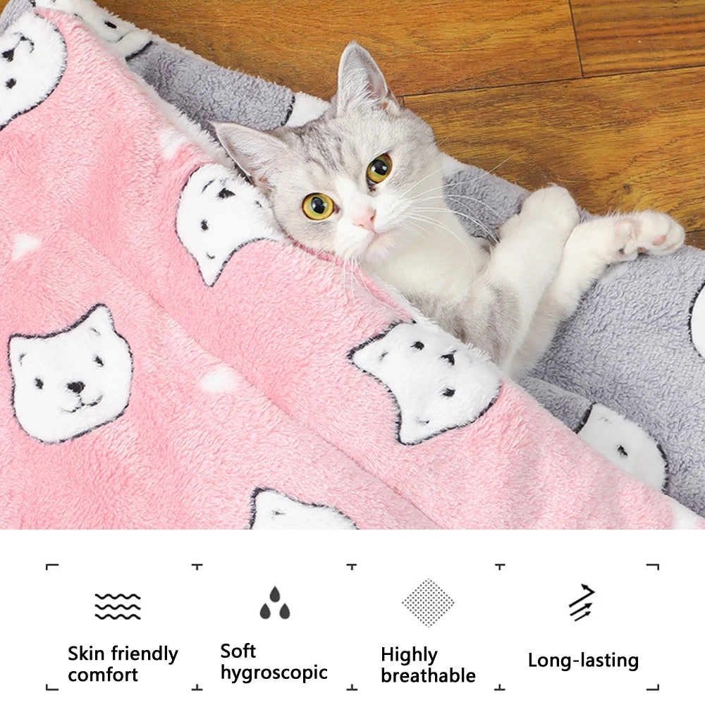 Winter Warm Medium Cat Sleeping Mat Comfortable Pet Bed Cushion Flannel Small Dog Mat Puppy House for Large Dogs Blanket