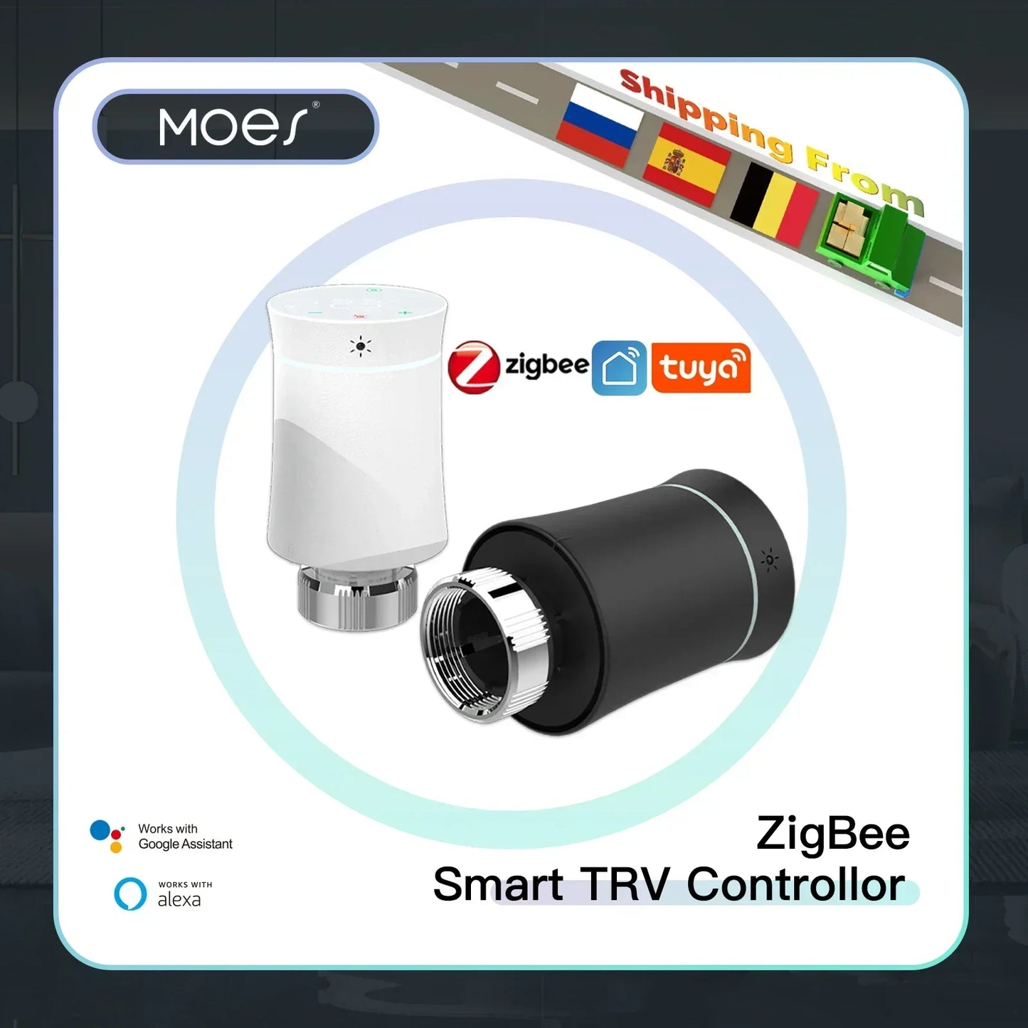 MOES TRV ZigBee 3.0 Tuya New Radiator Actuator Valve Smart Programmable Thermostat Temperature Heater Alexa Voice Control