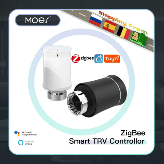 MOES TRV ZigBee 3.0 Tuya New Radiator Actuator Valve Smart Programmable Thermostat Temperature Heater Alexa Voice Control