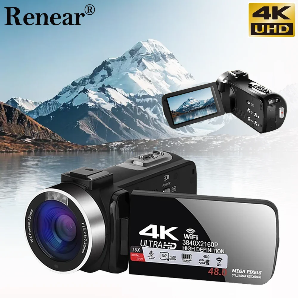 4k Camara Video Profesional for Youtube Likee Ins and Vlog Streaming with 16x Digital Zoom Wifi Infrared Night Vision Camcorder