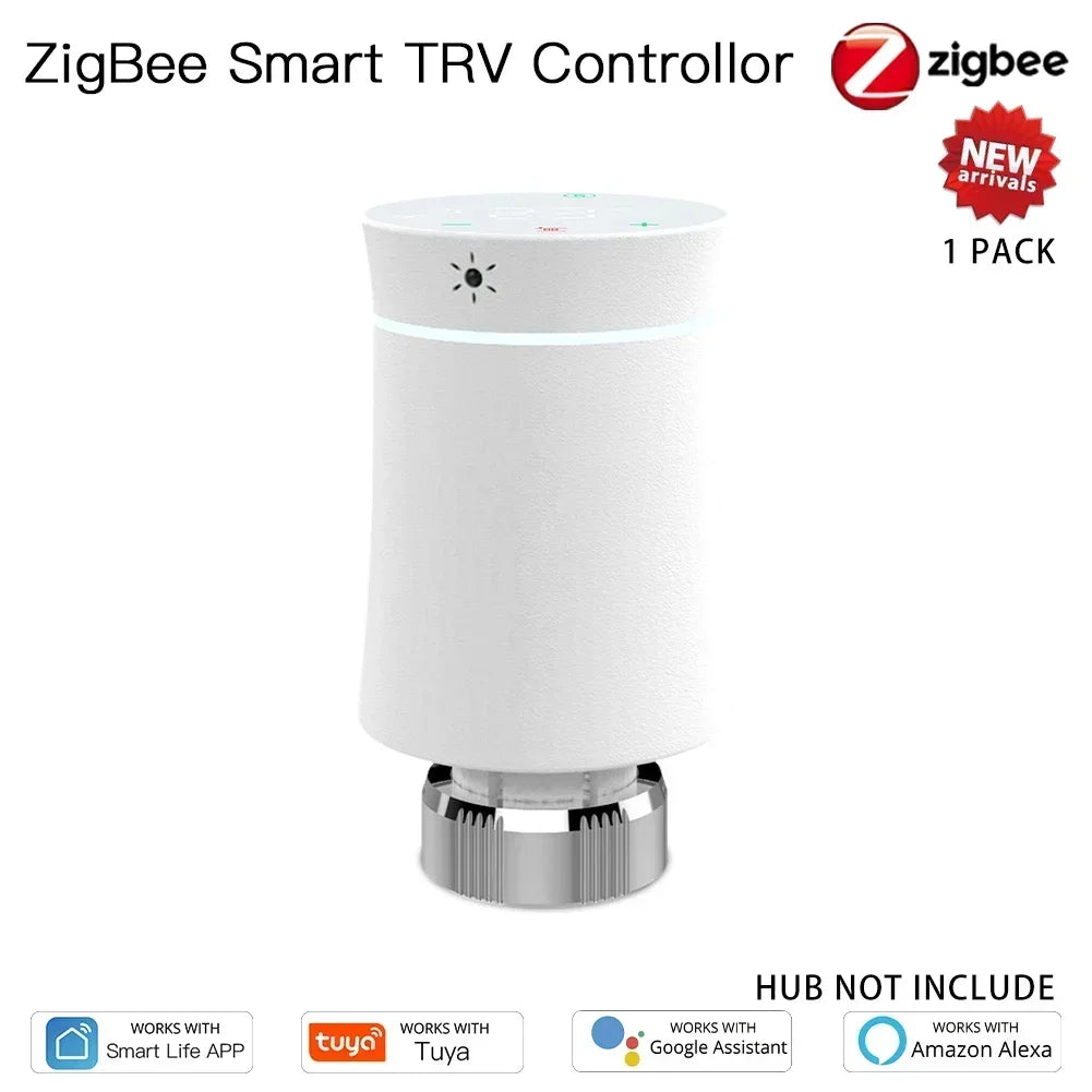 MOES TRV ZigBee 3.0 Tuya New Radiator Actuator Valve Smart Programmable Thermostat Temperature Heater Alexa Voice Control