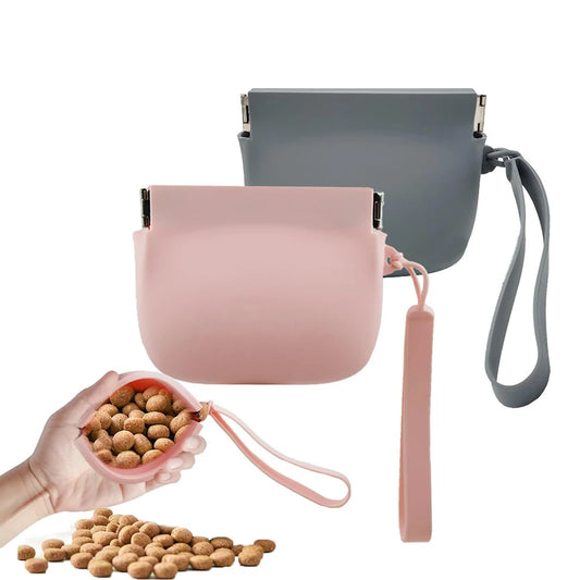 Silicone Dog Treat Bag Mini Portable Pet Snack Pouch with Auto Close Feature Dog Treat Pouch Pocket for Travel or Outdoor Use