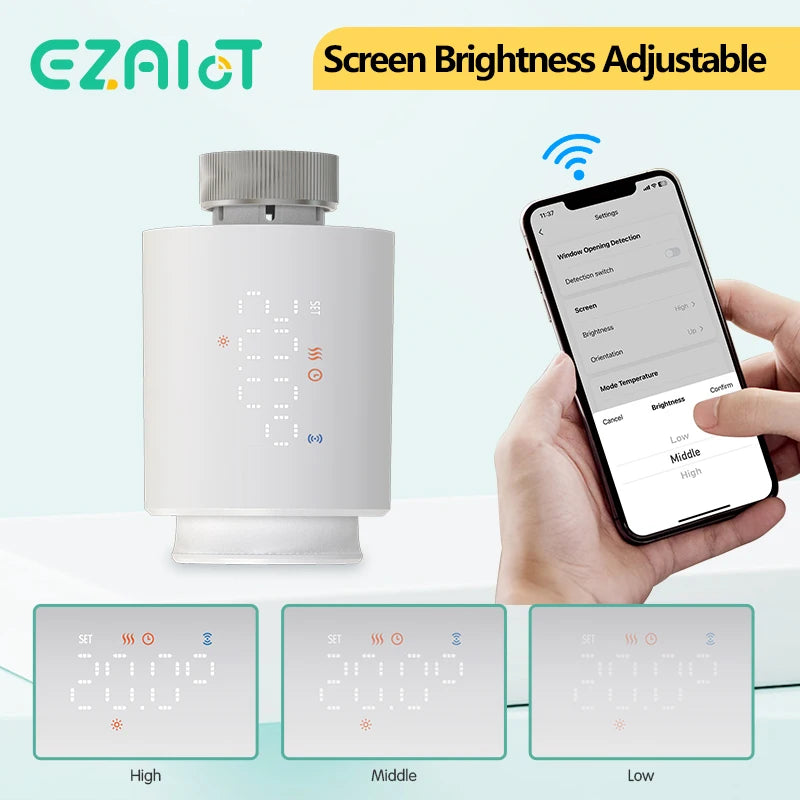 Smart WiFi/ZigBee TRV Thermostat Tuya Radiator Thermostatic Valve Programmable Controller Actuator Alexa Google Voice Control