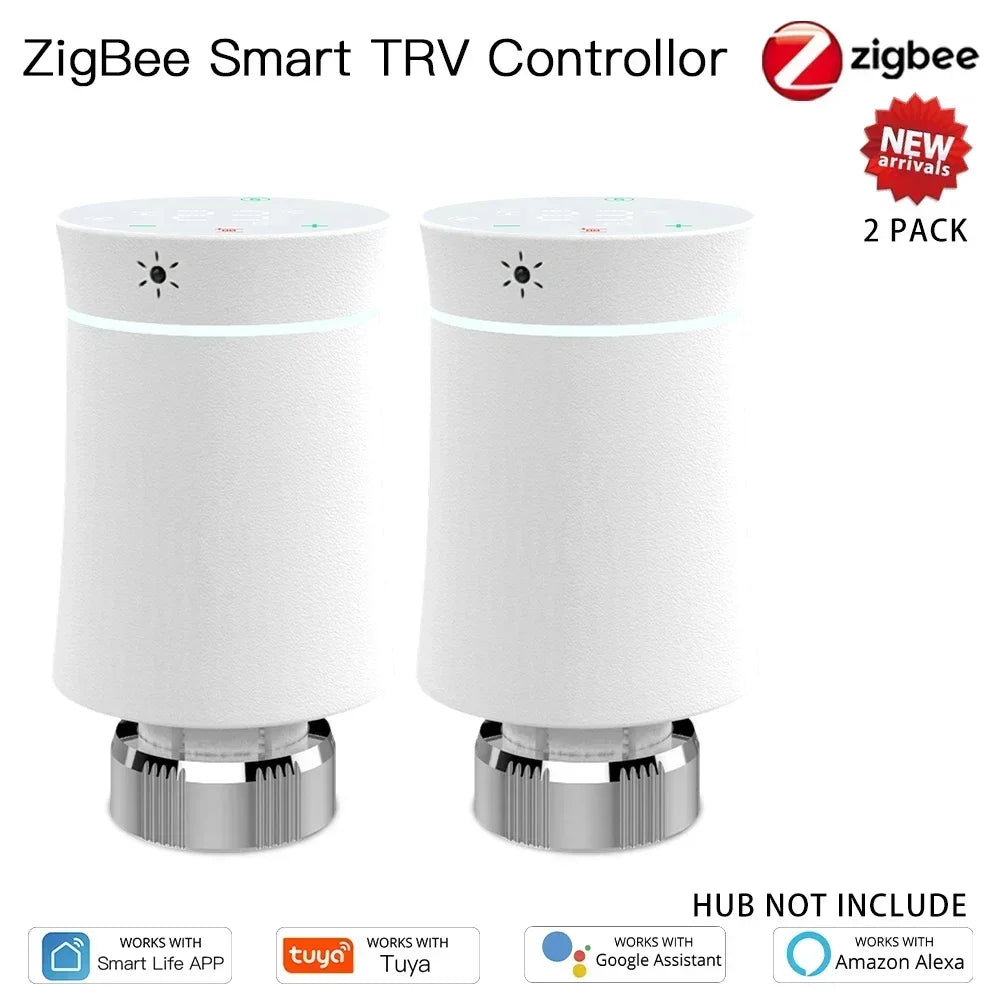 MOES TRV ZigBee 3.0 Tuya New Radiator Actuator Valve Smart Programmable Thermostat Temperature Heater Alexa Voice Control