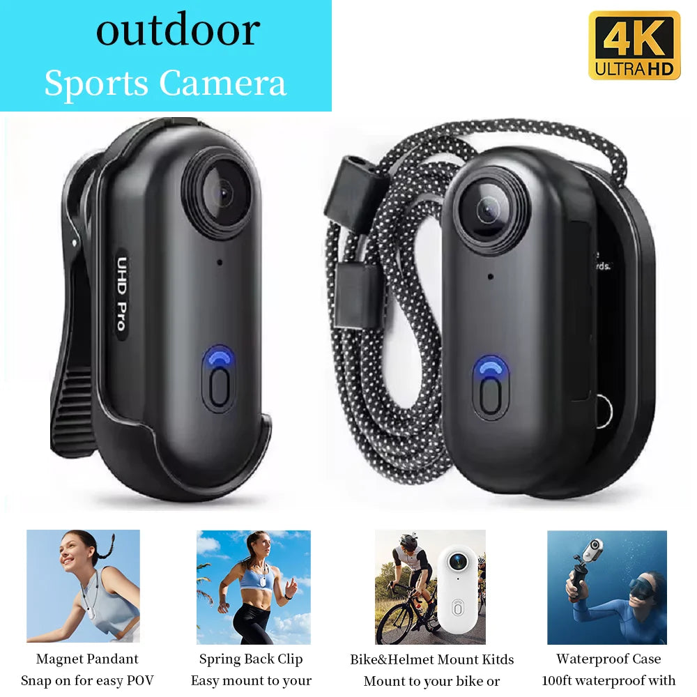 4K Pocket Magnetic POV Vlog Cam Portable Body Chest Recorder Mini Wireless WiFi Waterproof Action Camera Helmet Bicycle Sports