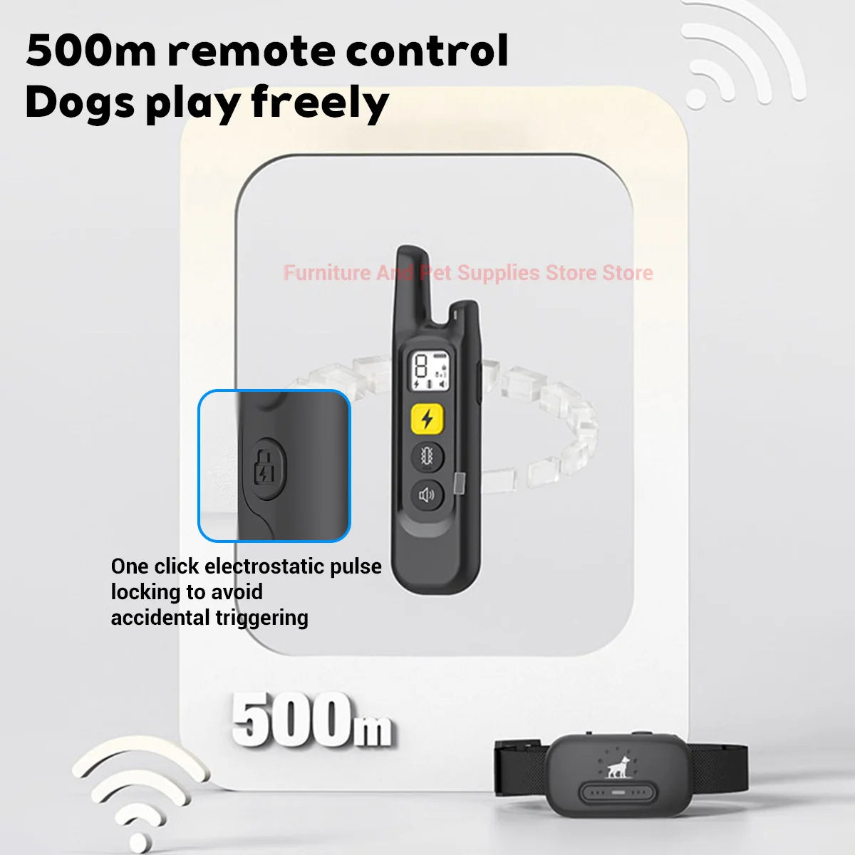 1640Ft Electric Dog Training Collar Remote Control Waterproof Pet BehaviorFor 5-120lbs Puppy With Shock Vibration
