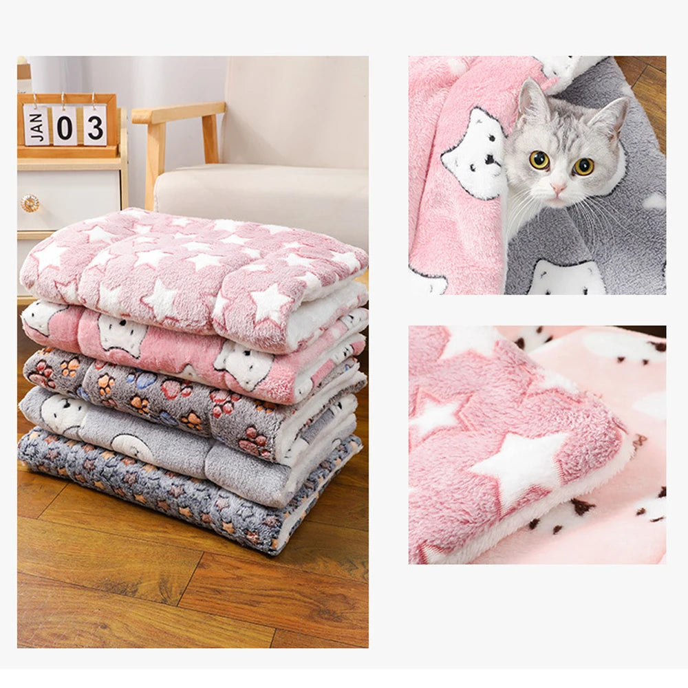 Winter Warm Medium Cat Sleeping Mat Comfortable Pet Bed Cushion Flannel Small Dog Mat Puppy House for Large Dogs Blanket