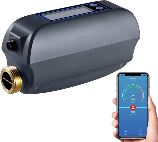 Haozee Tuya Smart WiFi Water Valve Shutoff Water Flow Meter Built in Rechargable Battery for DN20 3/4-Inch Diameter Pipe