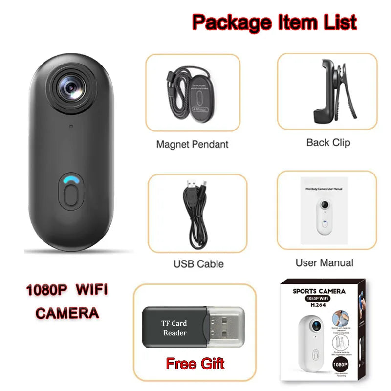4K UHD Mini Vlog Camera Wireless WiFi Sports Action Camera Small Pocket Body Camcorder Photography Videography Portable Camera