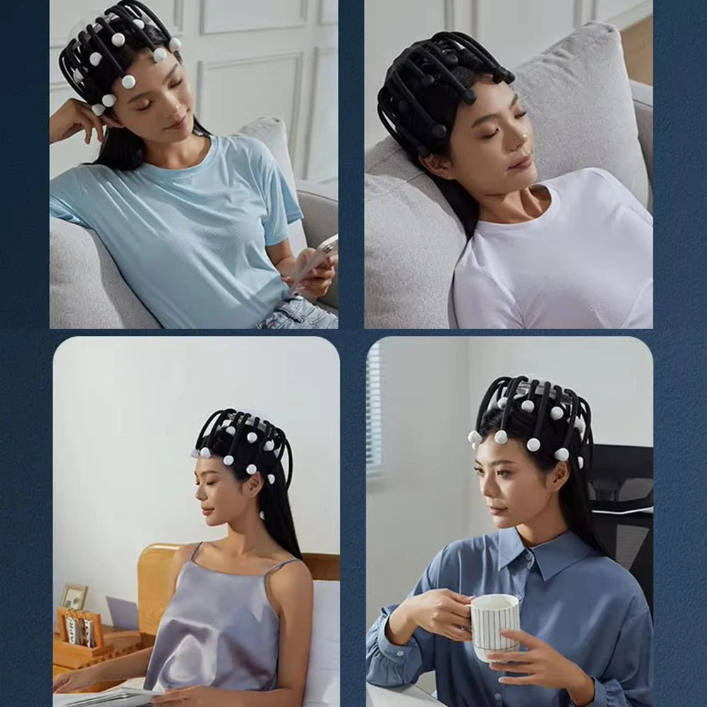 Electric Octopus Claw Scalp Massager Hands-free 5Modes Head Massage LED Red Light 3D Wireless Head Scratcher Massage Health Care