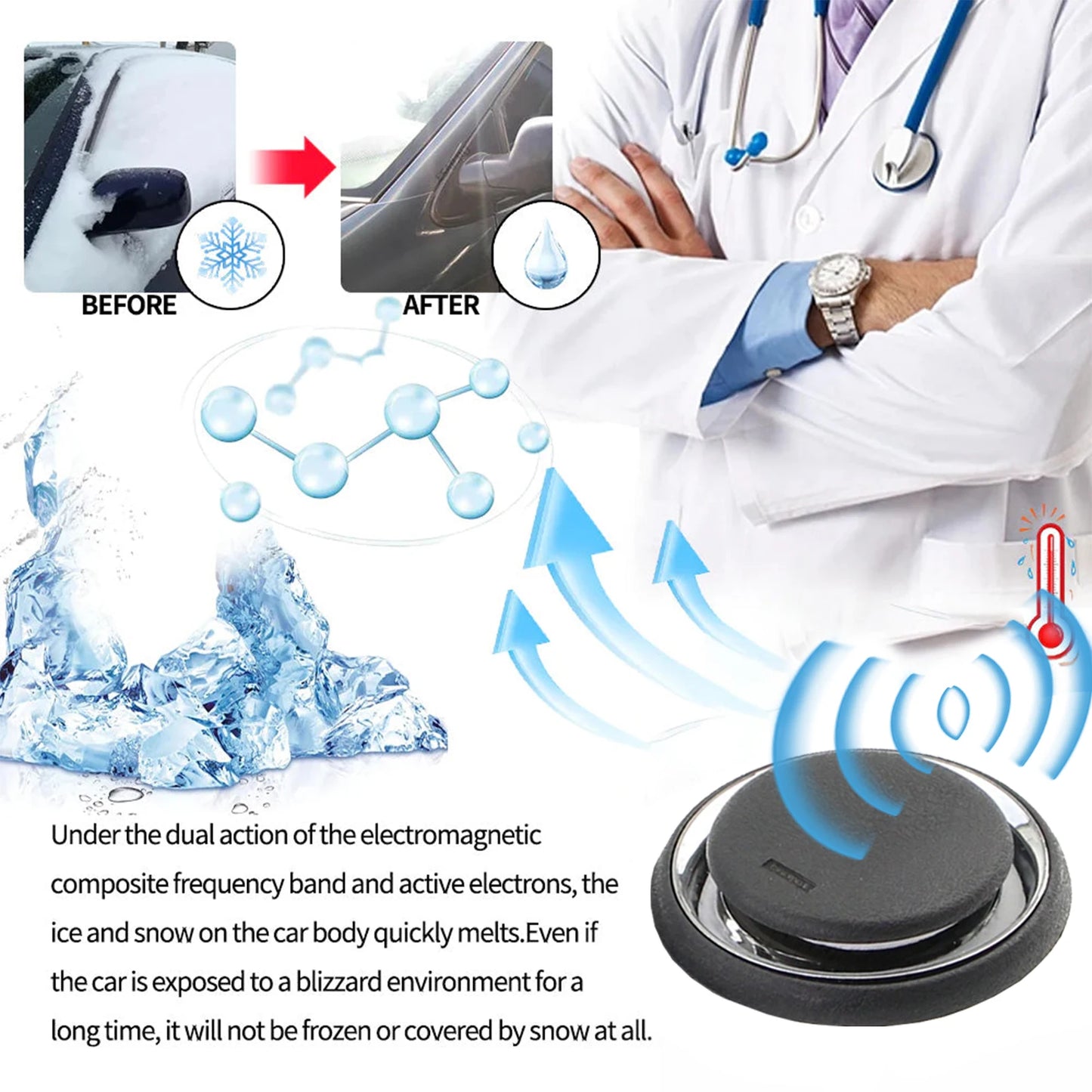 Car Deicing Instrument Electromagnetic Snow Removal Device Windshield Molecular Interference Antifreeze Instrument Defrosting