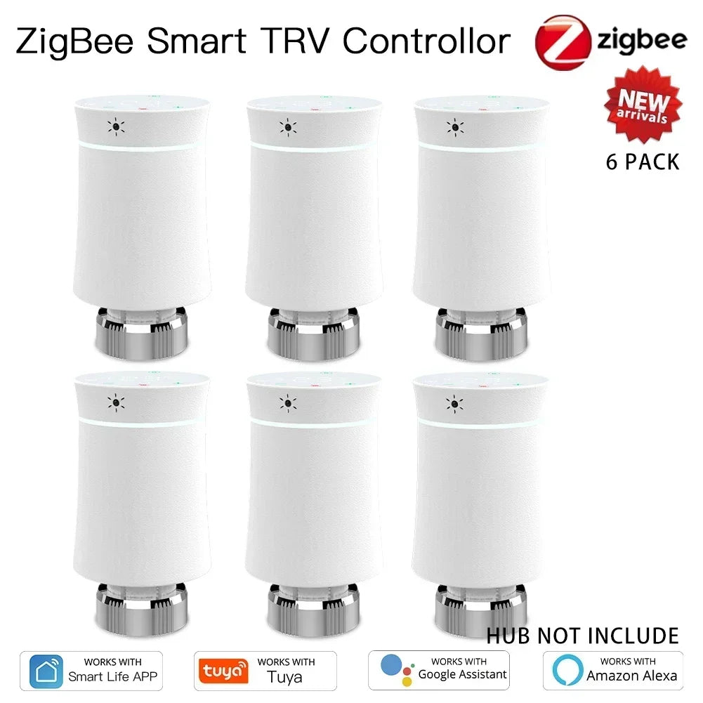 MOES TRV ZigBee 3.0 Tuya New Radiator Actuator Valve Smart Programmable Thermostat Temperature Heater Alexa Voice Control