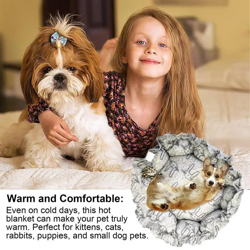 Cat Heating Pad Plush Pet Electric Blanket Pet Heating Mat Dog Heating Blanket With Chew Resistant Cable Warming Cat Heating Bed