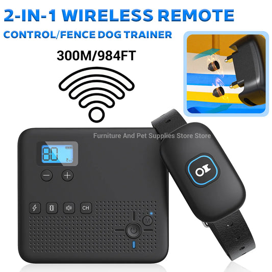 Pets Wireless Electronic Fence IPX7 Waterproof Wear Resistant Rechargeable Remote Control Electronic Fence Pet Training Collar