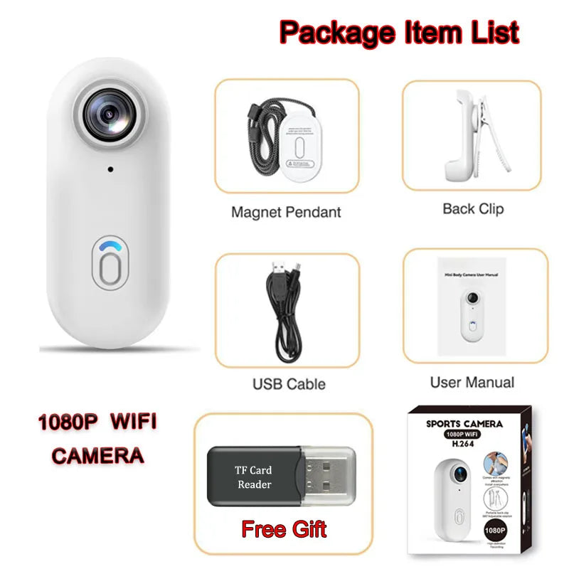 4K UHD Mini Vlog Camera Wireless WiFi Sports Action Camera Small Pocket Body Camcorder Photography Videography Portable Camera