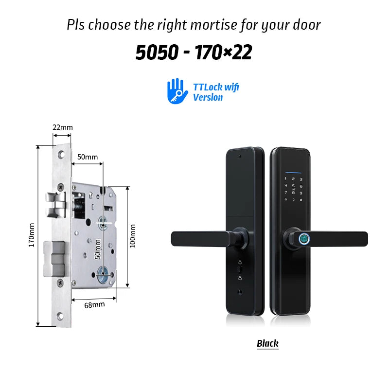 YRHAND New Ttlock Wifi Electronic Smart Door Lock With Biometric Fingerprint Work with Google home Aleax  For home or Hotel