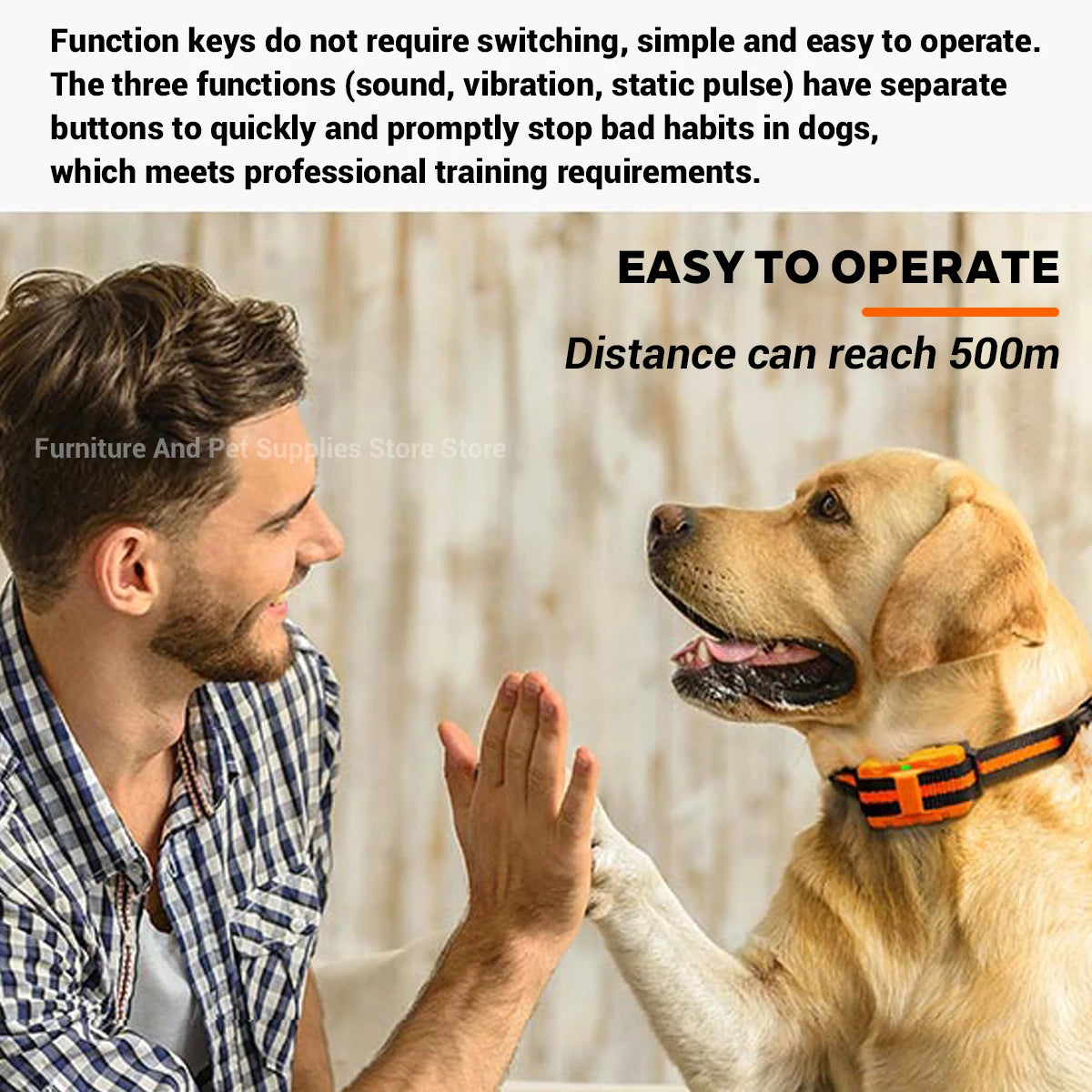 Electric Dog Training Collar Waterproof Pet Remote Control Rechargeable 500m training dogs collars with Shock Vibration Sound