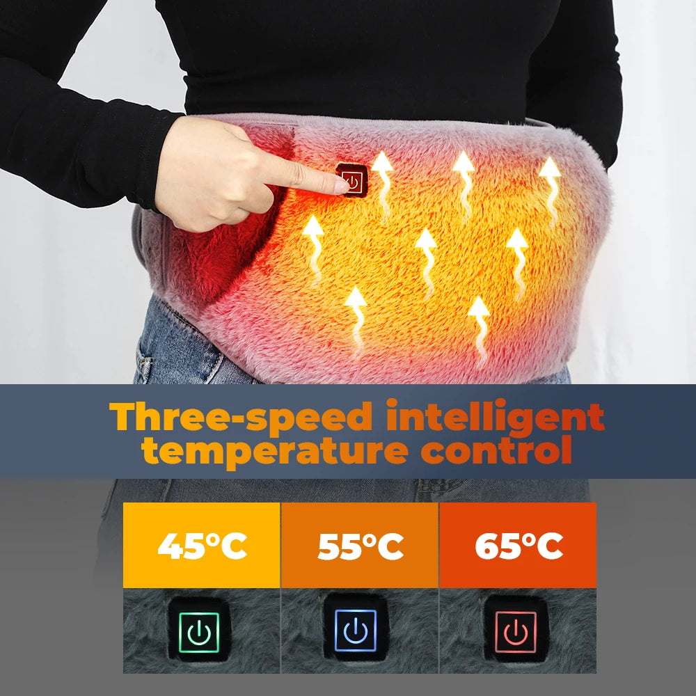 Heat Lumbar Heated Pad Back Support USB Electric Heating Belt Waist Brace Protector Band Warmer Belly Thermal Health